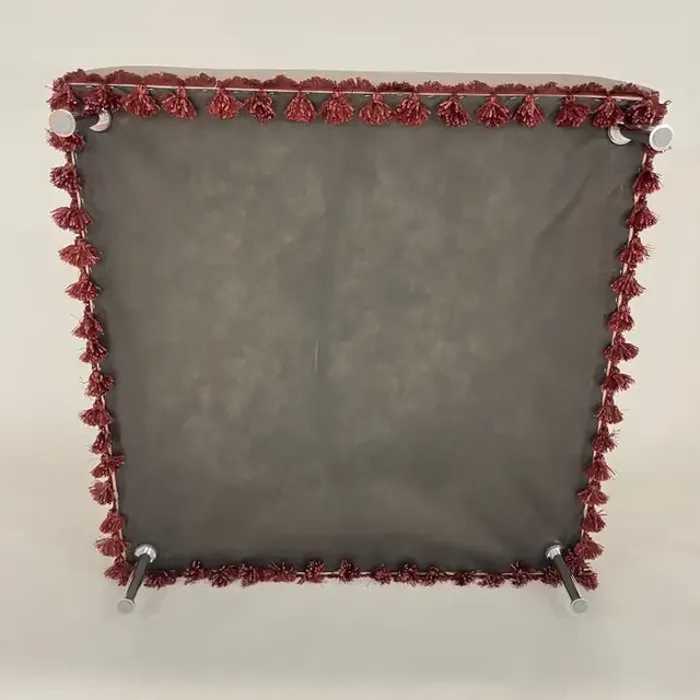 Modern Moroccan Embossed Leather Ottoman, Usa For Sale - Image 9 of 9