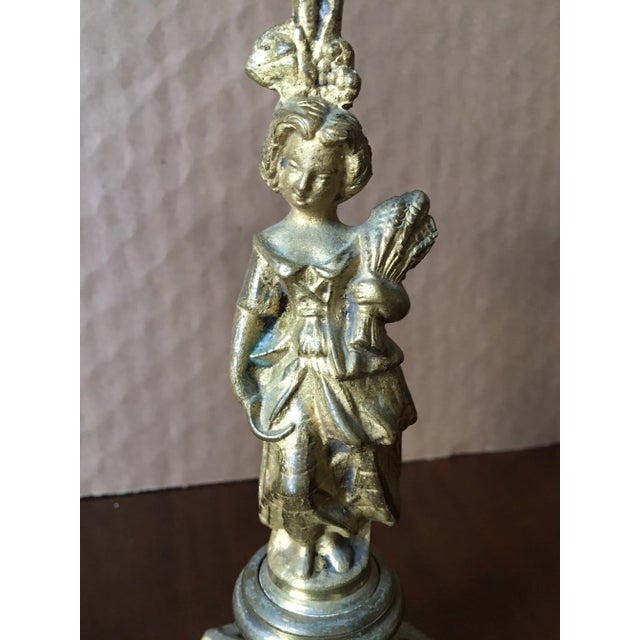 French 1920s Figural Male & Female Metal Candle Holders - a Pair For Sale - Image 3 of 5