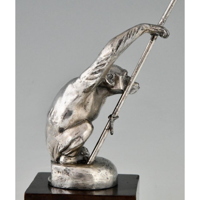 Art Deco Boubou Porte Drapeau Monkey Car Mascot with Flag Pole by Max Le Verrier, 1920s For Sale - Image 9 of 12