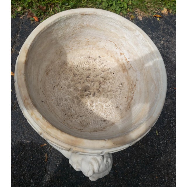 19th Century Italian Carved White Marble Garden Planter With Cherubs For Sale - Image 9 of 12