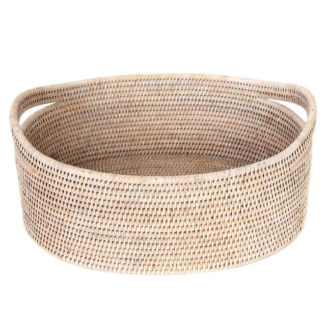 Artifacts Rattan Oval Basket in White Wash - 16" For Sale In Houston - Image 6 of 6
