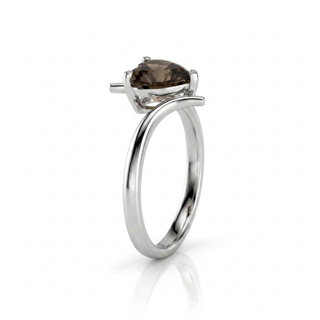 Heart Cut Brown Gemstone Ring, Smoky Topaz 925 Silver Ring Us 7 For Sale - Image 4 of 5