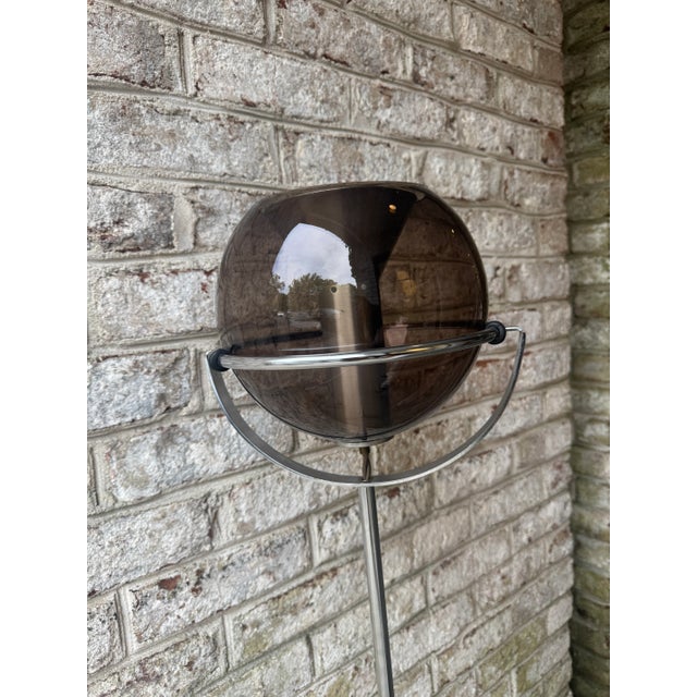 Vintage, Mid Century Modern Frank Ligttelijn for Raak Smoked Glass Orb Floor Lamp, Unmarked For Sale - Image 15 of 18