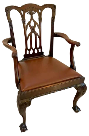 Antique Victorian Carved Mahogany Desk Chair