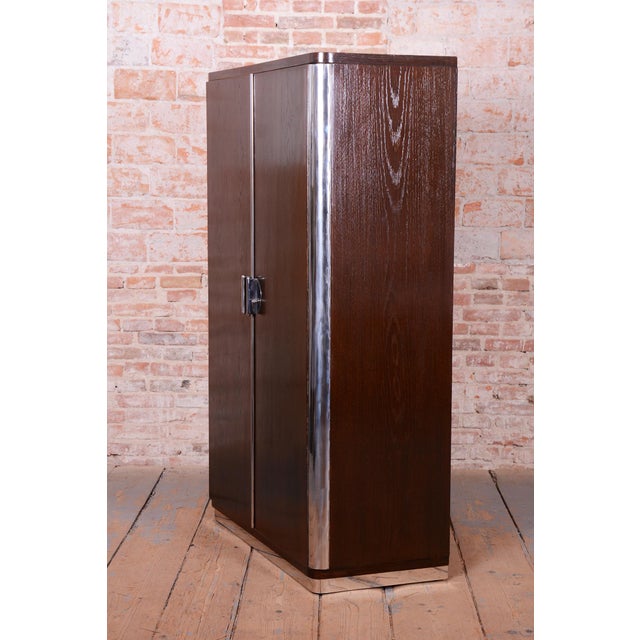 Czech Bauhaus Wardrobe in Chrome, Steel and Oak by Vichr a Spol, 1930s For Sale - Image 9 of 17