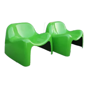 1960s Mid Century Modern Green Fiberglass Toga Lounge Chairs- Set of 2