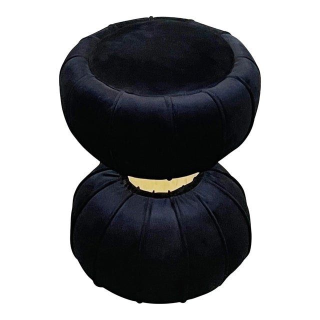 1990s Set of Clessidra Poufs in Black Velvet, 1990s For Sale - Image 5 of 6