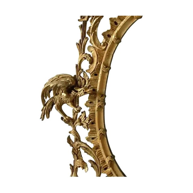 Chinoiserie Chinese Chippendale Style Oval Giltwood Mirror, 20th Century For Sale - Image 3 of 8