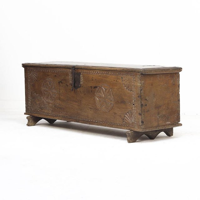 Wood Large Antique Rustic Farmhouse Chest, 1700s For Sale - Image 7 of 16