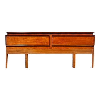 Vintage Mid Century Modern King Headboard in Tiered Sculpted Design For Sale