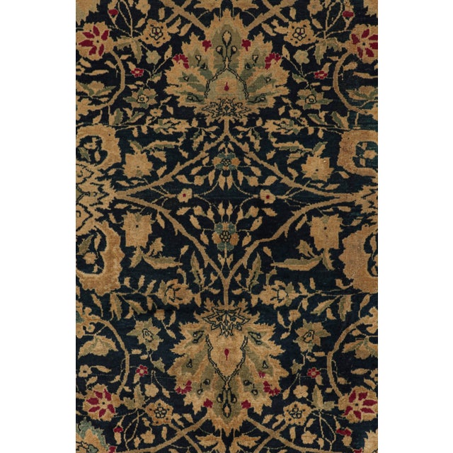 Late 18th Century Late 19th Century Hand-Knotted Antique Agra Rug in Blue, Gold and Red Floral Pattern For Sale - Image 5 of 7