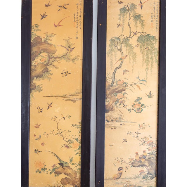 Pair of 1960s Chinoiserie Printed Panels on Wood With Asian Bird Motif For Sale - Image 11 of 14