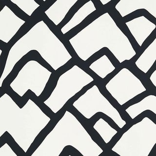 Sample - Schumacher Zimba Stripe Geometric Wallpaper in Black For Sale