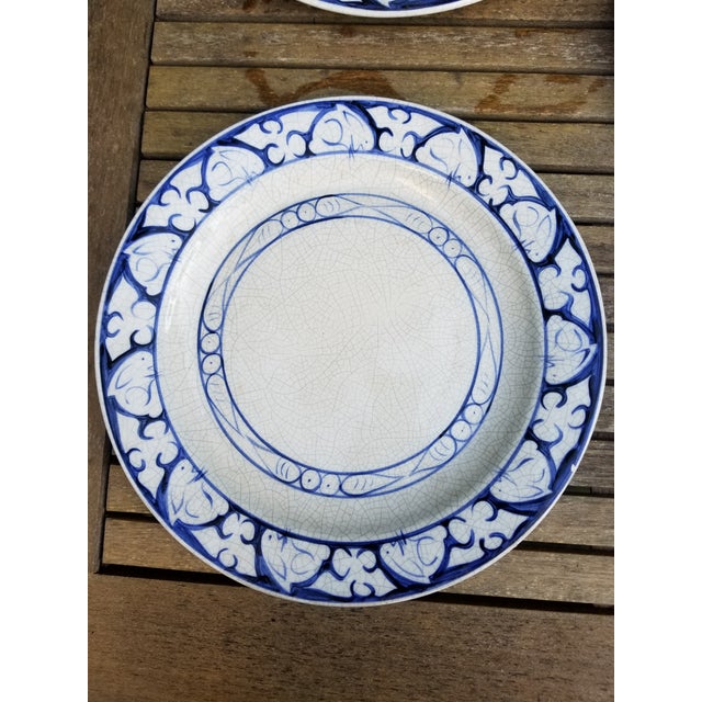 Blue And White Rabbit Hand Painted Extra Large Dinner Plates Set