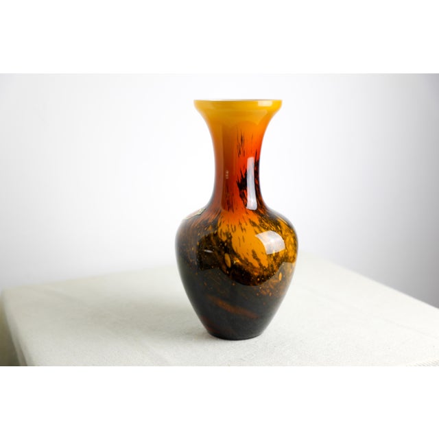 Vintage Orange and Black Glass Vase by Carlo Moretti for Opaline Empoli, 1970s, in Flawless conditions. Designed 1970 to...