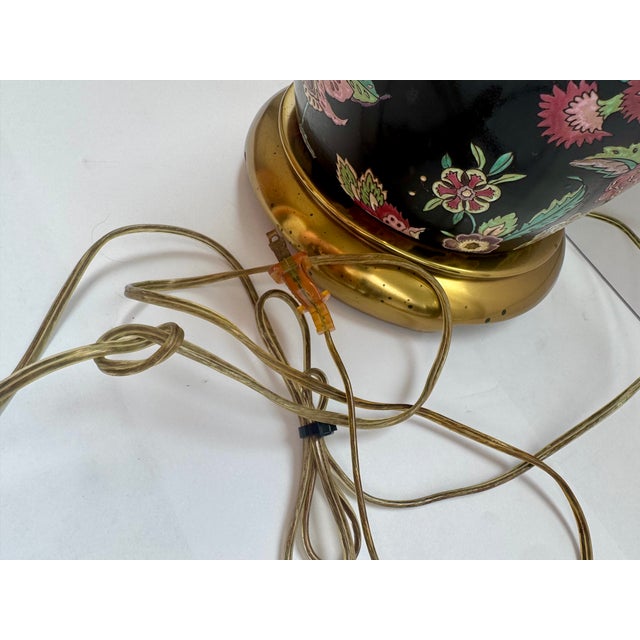 Mid 20th Century Mid Century Modern Paul Hanson Chinoiserie Black Porcelain Ginger Jar Table Lamp For Sale - Image 11 of 13