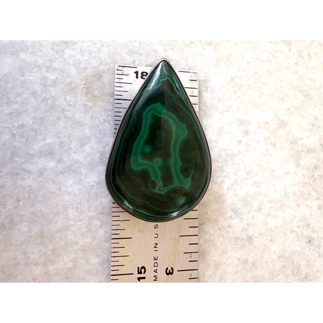 1980s Vintage Sterling Silver and Malachite Pendant For Sale - Image 5 of 6