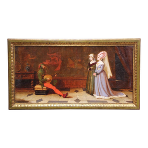 19th Century Edwin Hughes Signed Oil Painting “The Court Jester”, Dated 1875