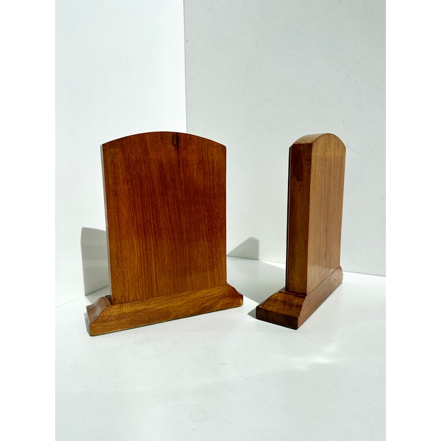 1930s Vintage Art Deco Wooden Bookends with Sunburst Inlays, Germany, 1930s, Set of 2 For Sale - Image 5 of 16