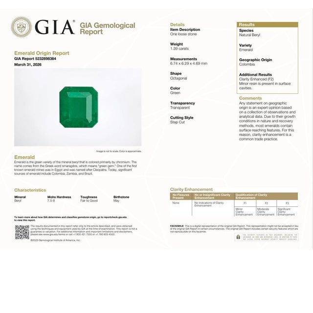 1.39 Colombian Emerald Diamond 14k White Gold Double-Halo Ring, Gia Certified, Size 5.75 For Sale - Image 9 of 9