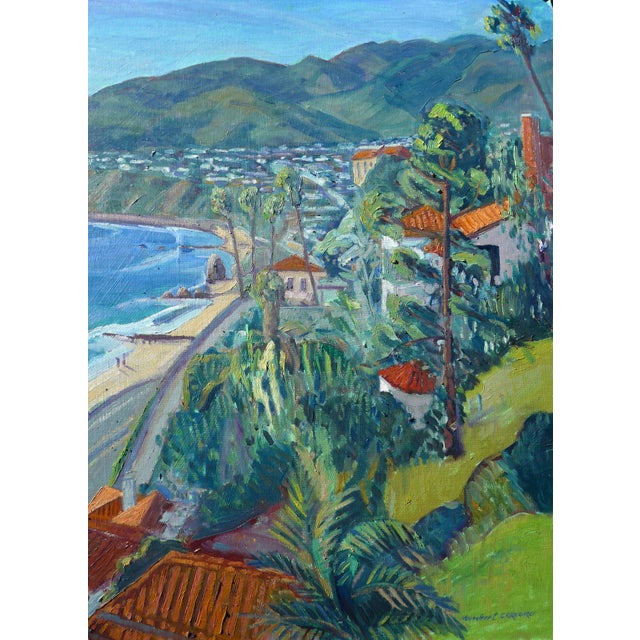 Contemporary Pacifiic Palisades Oil Painting of Posetano Drive, Los Angeles, California For Sale - Image 3 of 4