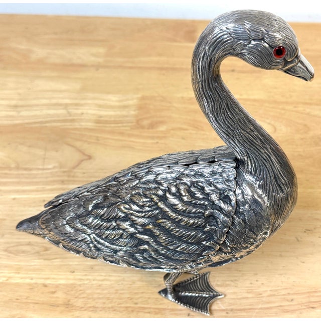 Articulated Silver-Plated Bronze Swan Box-/ Bonbonnière or Cache Pot For Sale - Image 11 of 18