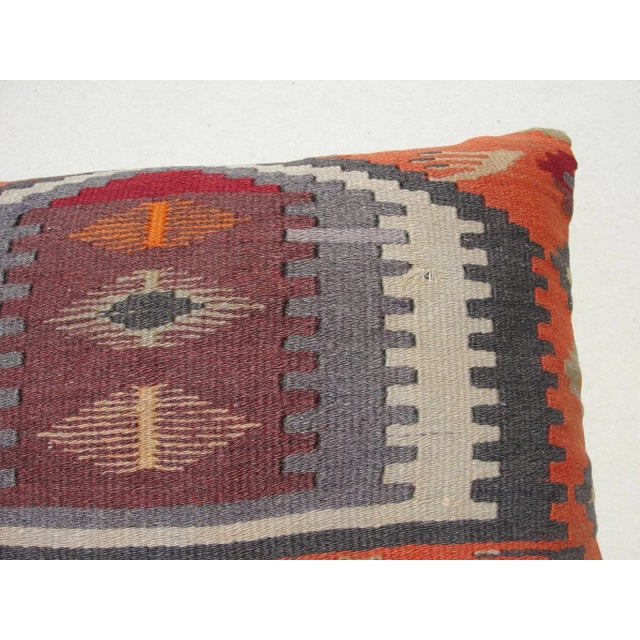 Orange 1970s Kilim Rug Pillow Cover For Sale - Image 8 of 10