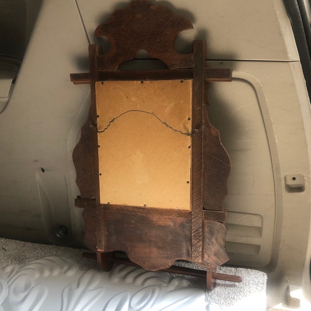 Wood 1940s Victorian Shaving Mirror With Towel Bar and Candle Holder For Sale - Image 7 of 9