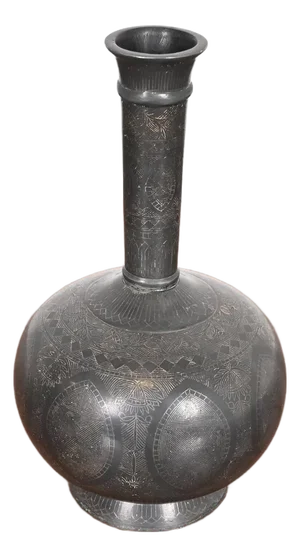 Vintage Bidriware Sterling Silver on Patinated Bronze Vase or Vessel