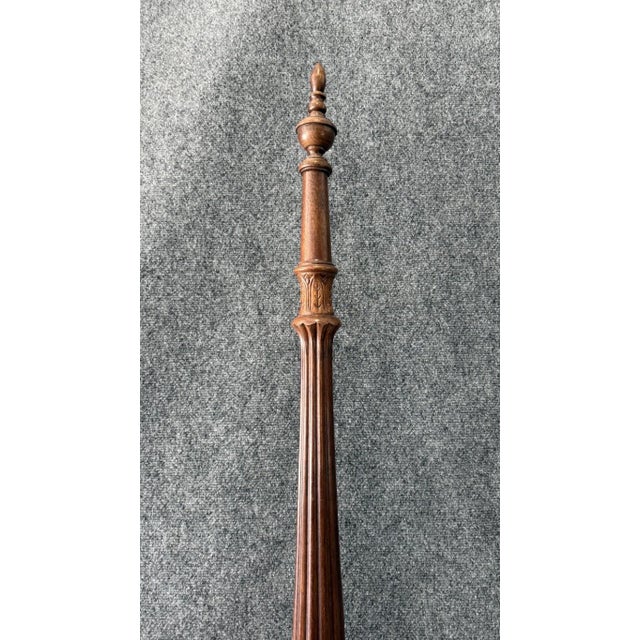 Vintage Banded Mahogany Queen Size Rice Carved Poster Bed For Sale In Raleigh - Image 6 of 8