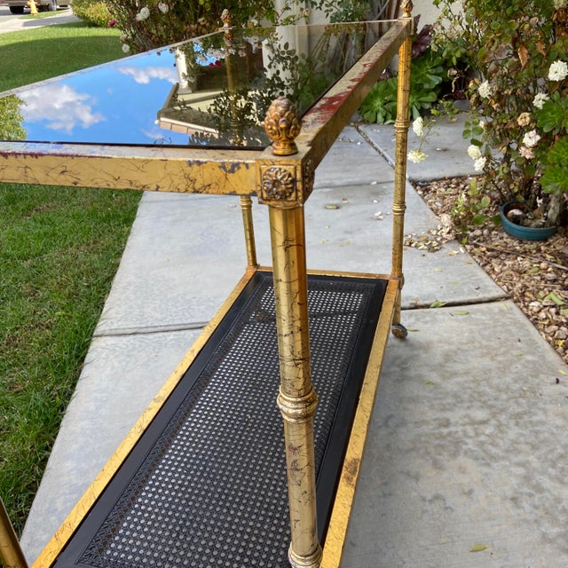 Late 20th Century Vintage Brass With Smoked Glass Sofa Two Tiered Table