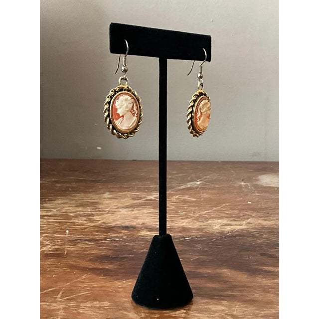 Vintage Carved Cameo Drop Earrings For Sale - Image 9 of 12