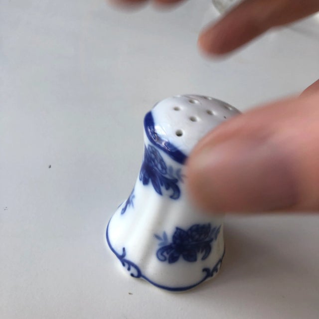 Vintage Floral Blue and White Salt Shaker For Sale - Image 4 of 6