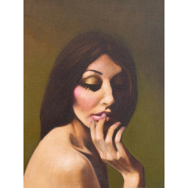Textile Vintage Figurative Oil Painting - Unknown Artist For Sale - Image 7 of 16