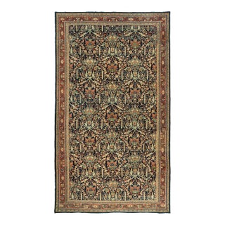 Early 20th Century Oversize Persian Mustafi Mahal Rug in Navy Blue For Sale