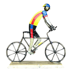 Vintage Boho Metal Cyclist Sculpture