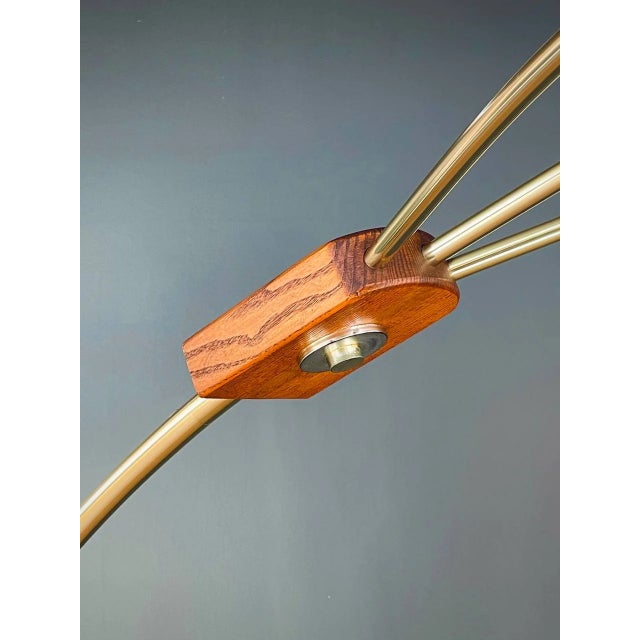 1970s Mid-Century Modern Oak & Brass Arc Floor Lamp by Nova, c.1970’s For Sale - Image 5 of 8