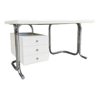 White Fiberglass and Chrome Desk by Inn Lissone, 1970s For Sale