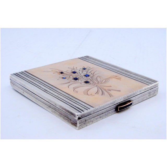 Gold Toiletry Box in Fluted Gold and Silver For Sale - Image 8 of 11