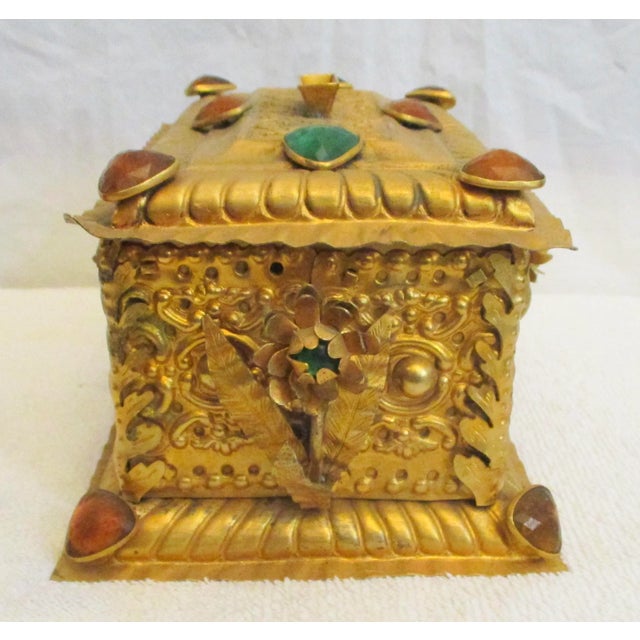 Late 19th Century Antique Gilt and Bejeweled Alms Box For Sale - Image 5 of 10