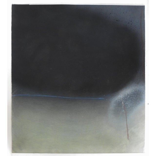 Paper 1970s Abstract Black Gray Celadon Painting For Sale - Image 7 of 7