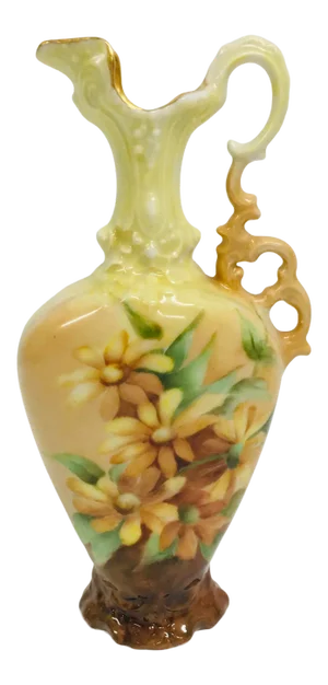Antique Hand-Painted Gilt Decorated Urn Pitcher