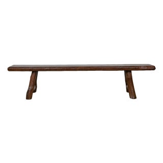 Rustic American Pine Bench with A-Frame Base, Long 20th-Century Design For Sale