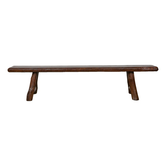 Rustic American Pine Bench with A-Frame Base, Long 20th-Century Design For Sale