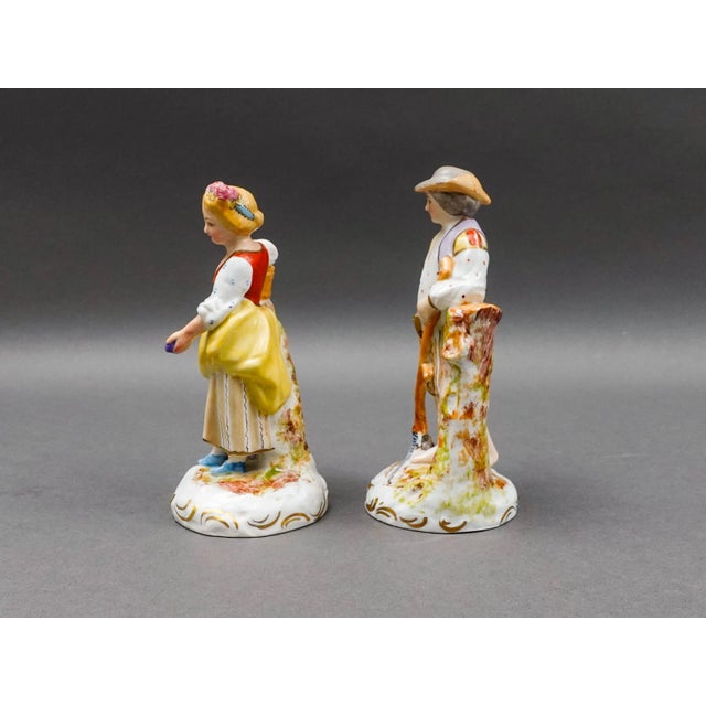 Mid-Century Modern Vintage Sevres France Antique Porcelain Hand Painted Farm Lady & Gentleman Figurines- a Pair For Sale - Image 3 of 8