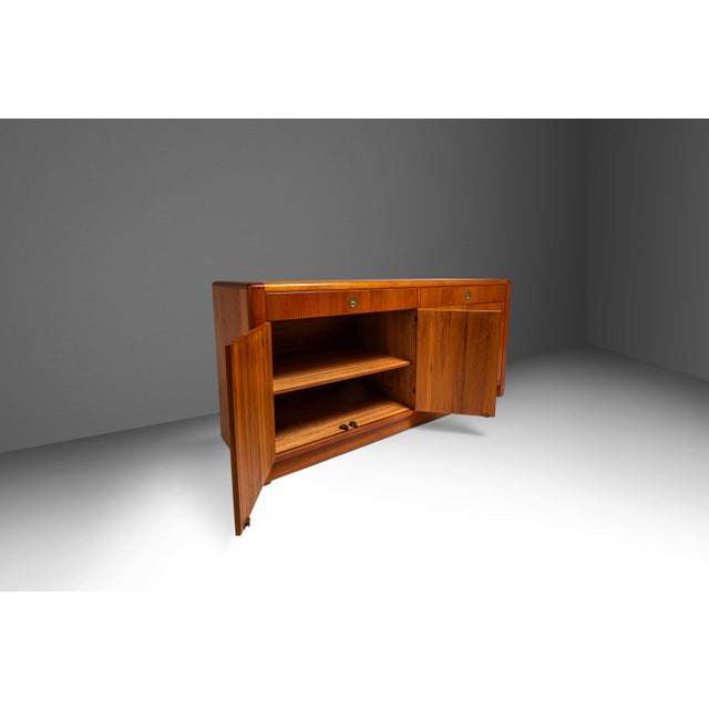 Mid-Century Modern Elegant Mid-Century Danish Modern Cabinet / Sideboard / Credenza in Teak & Brass by D-Scan, C. 1980's For Sale - Image 3 of 18