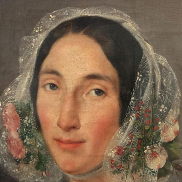 Lombard School Artist, Portrait of a Young Woman, Mid-19th Century, Oil Painting on Canvas, Framed For Sale - Image 4 of 9