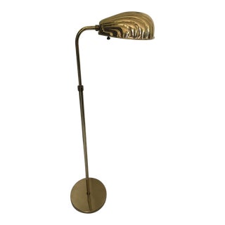 Adjustable Brass Clamshell Pharmacy Floor Lamp For Sale