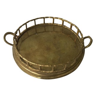 Petite Brass Bamboo Tray For Sale