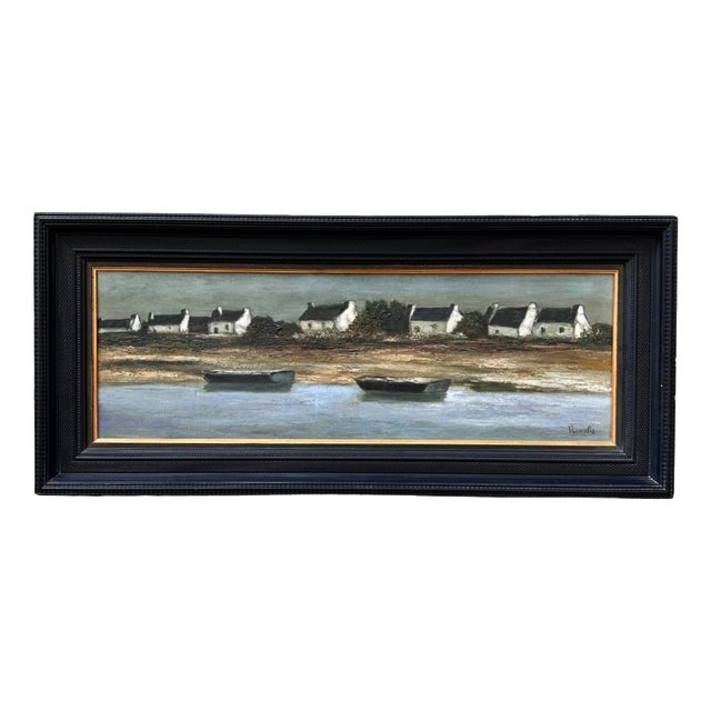 Ronald, Cabins of French Brittany, 20th Century, Oil Painting on Canvas, Framed For Sale